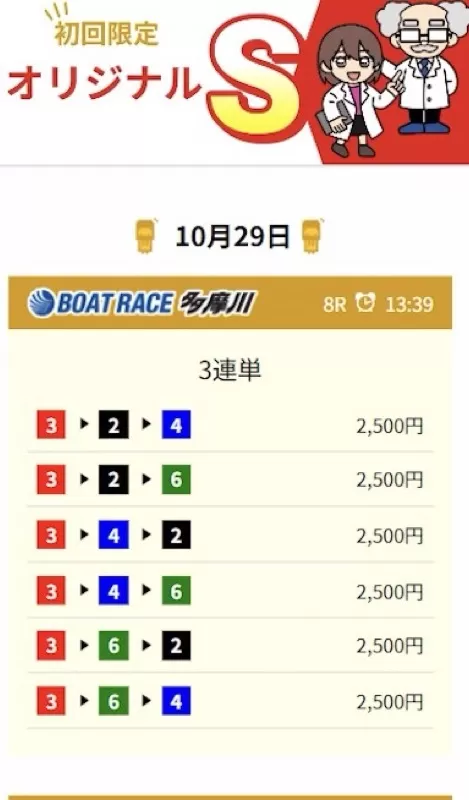 10月29日多摩川8R買い目