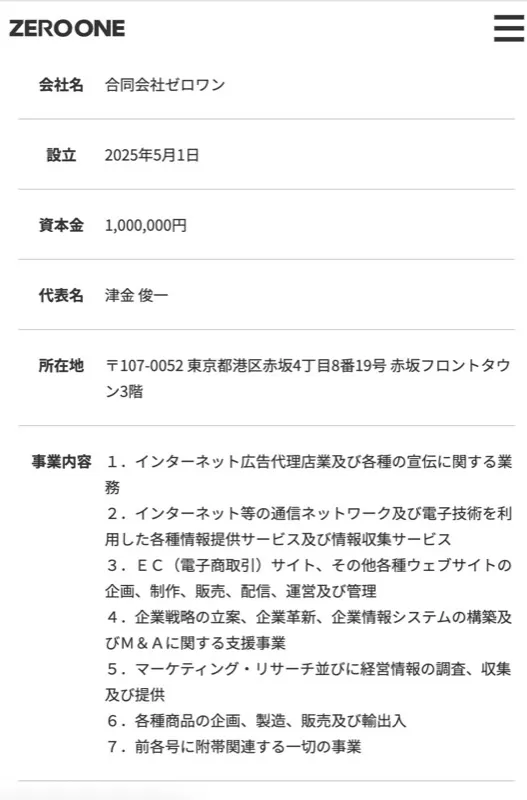 合同会社ゼロワンのHP・サイト