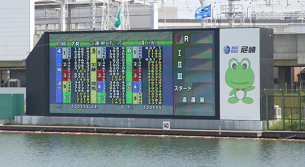 競艇場の大型電光掲示板